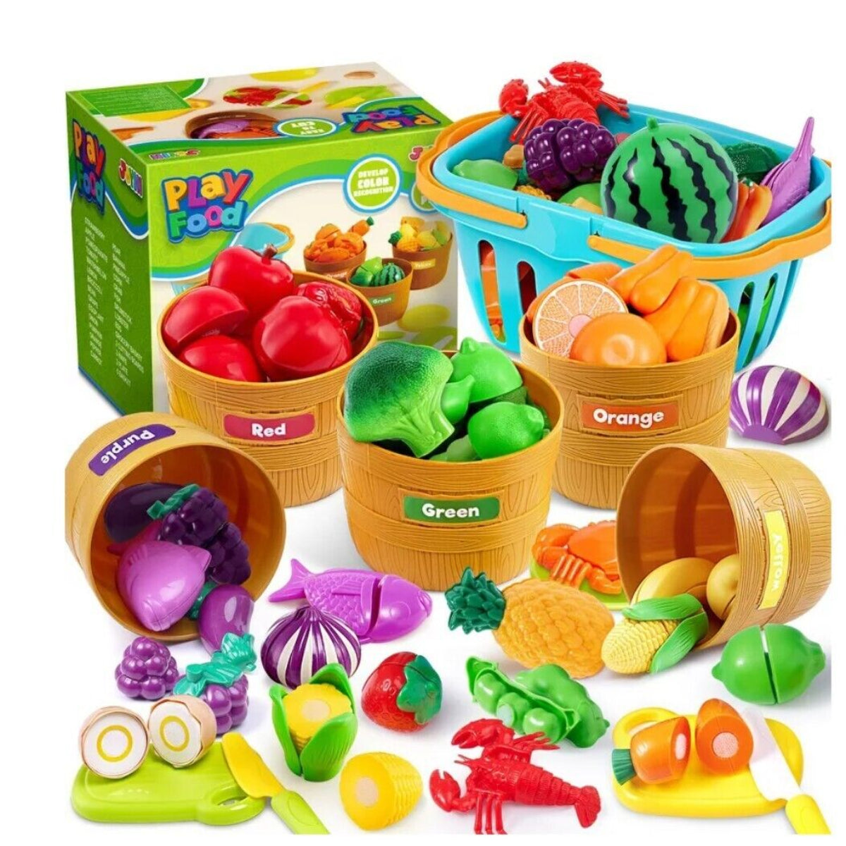 Learning Toys Play Food Set for Toddlers, Cutting Toy for Boys & Girls