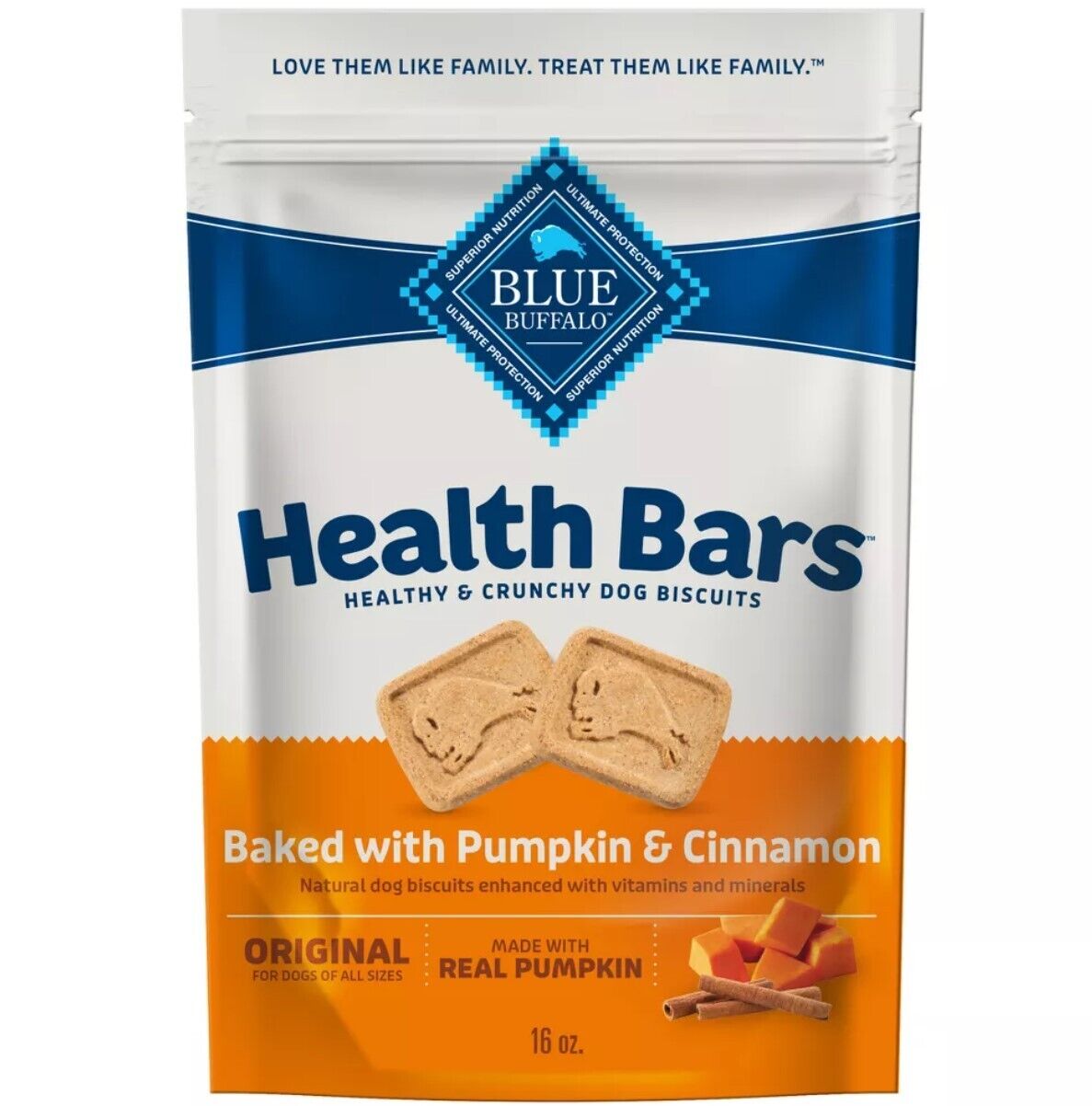 Blue Buffalo Health Bars Natural Crunchy Dog Treats Biscuits, Pumpkin & Cinnamon