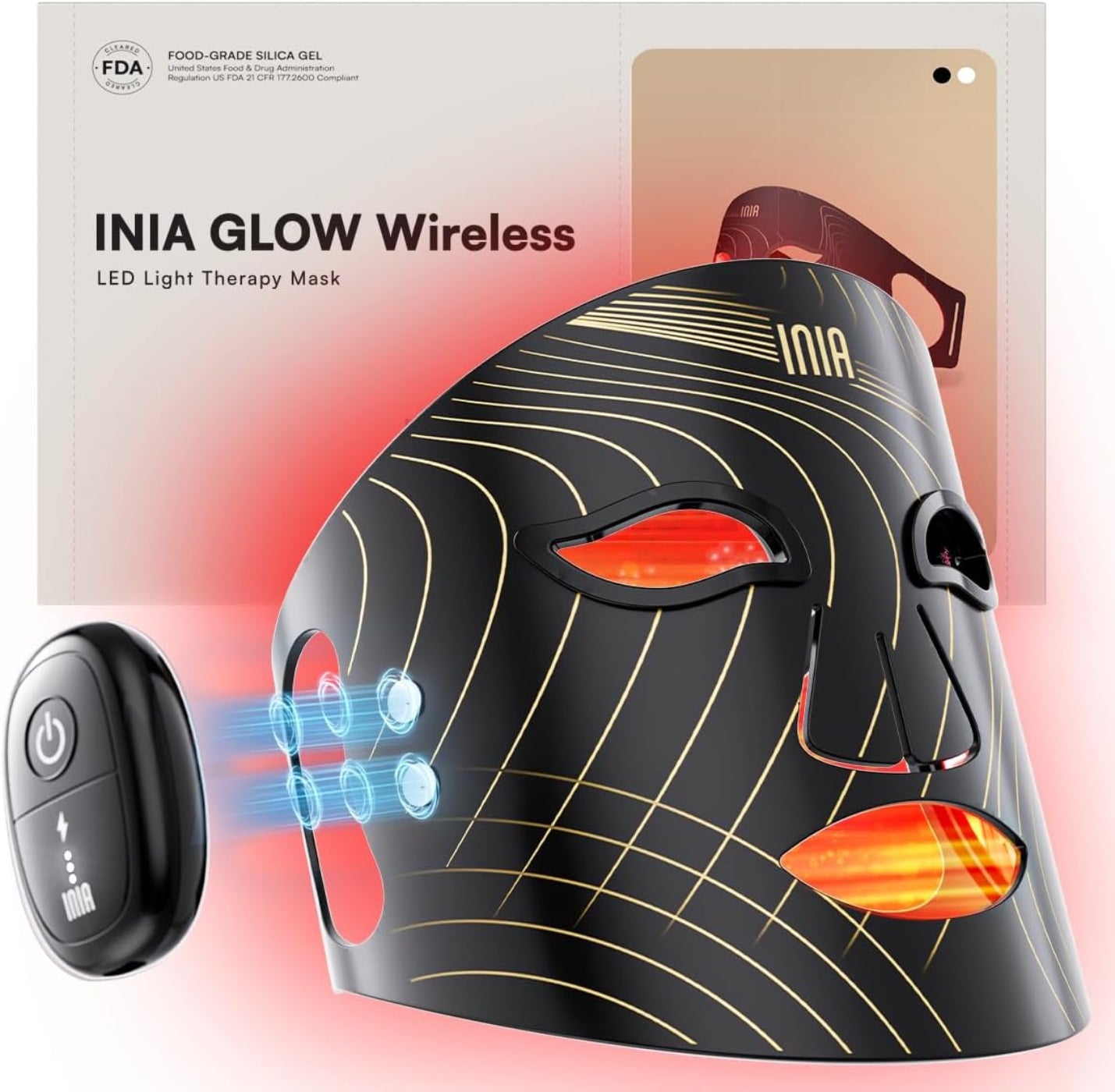 Red Light Therapy Mask for Face, Glow Wireless LED Face Mask Light Therapy with Near