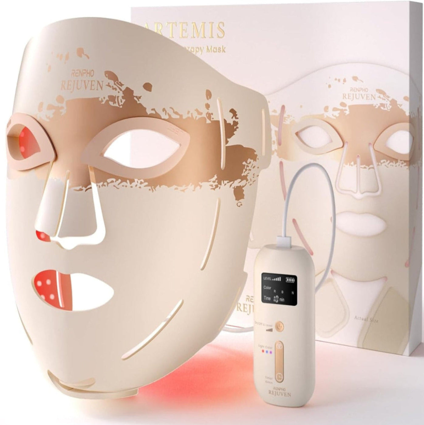 4D Red Light Therapy Mask for Face, 324 Leds Full Face Coverage & 3 Light Modes