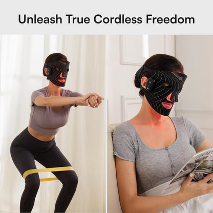 Red Light Therapy Mask for Face, Glow Wireless LED Face Mask Light Therapy with Near