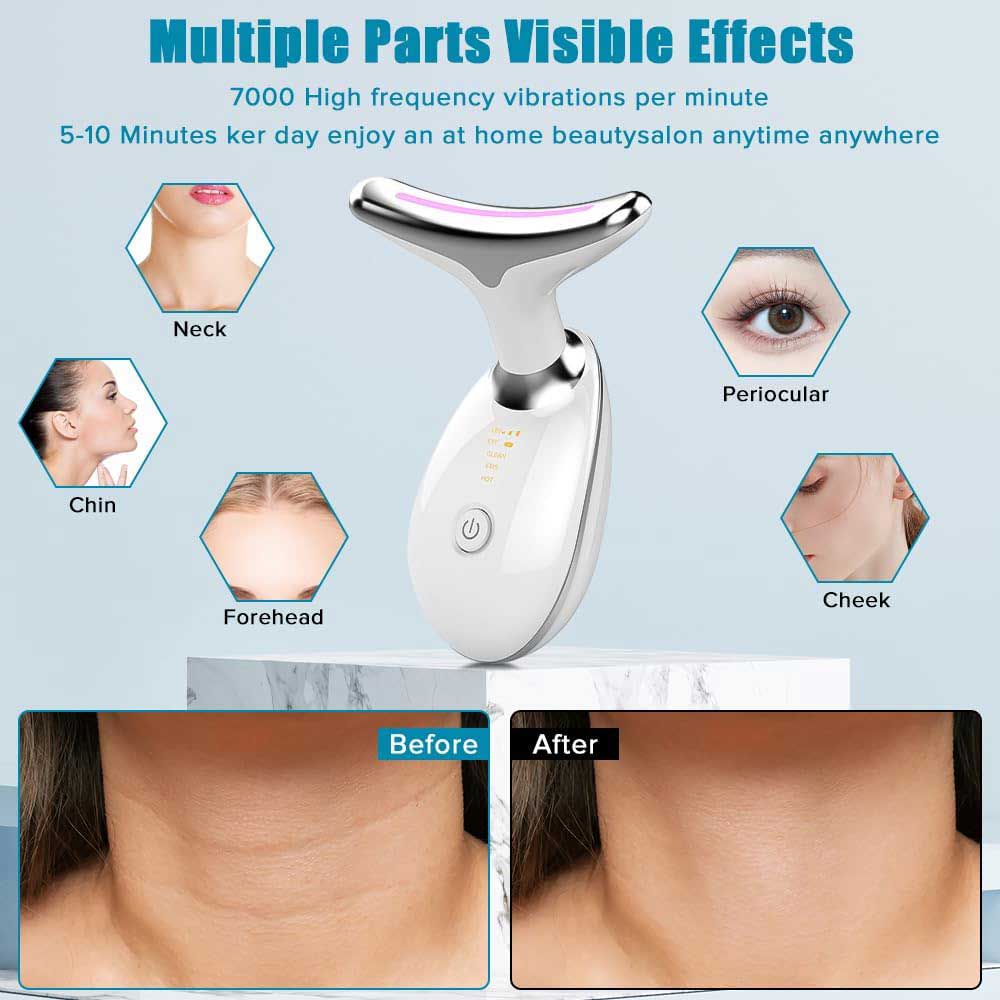 Neck Face Massager Face Sculpting Tool 3 Colour Modes and Vibration for Facial Massager for Double Chin