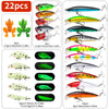 22pcs 1set Hard Lure Bait Soft Frog Popper Minnow Pencil VIB Luminous Lure Kit