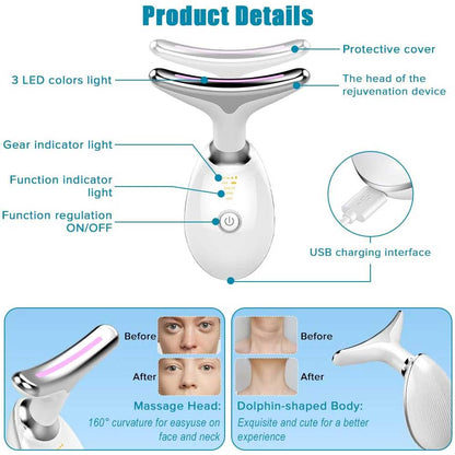 Neck Face Massager Face Sculpting Tool 3 Colour Modes and Vibration for Facial Massager for Double Chin