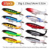 10pcs 1set 35g 14cm Topwater Fishing Lure l Baits Kit For Freshwater &amp; Saltwater