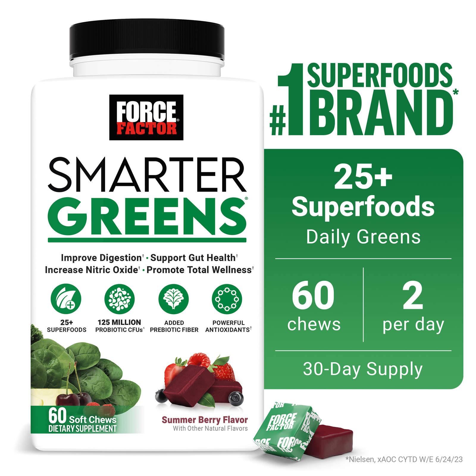 Smarter Greens Chews, Super Greens Gummies Alternative, Superfood Supplement